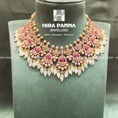 Jewellery Design Gold, South Jewellery, Gold Stone Necklace, Latest Gold Jewellery, Bridal Diamond Necklace, Simple Jewellery, Gold Temple Jewellery, Fancy Jewelry Necklace, Gold Watches