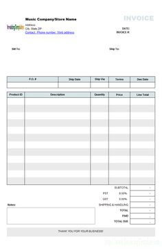 an invoice form is shown with the company's name and address on it