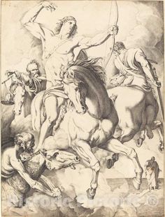 Art Print : Luigi Sabatelli I, Vidi, Quod aperuisset Agnus. (The Four Horsemen of The Apocalypse), c.1810 - Vintage Wall Art Four Horsemen Of The Apocalypse Tattoo, Apocalypse Tattoo, Ancient Art Tattoo, St John The Evangelist, John The Evangelist