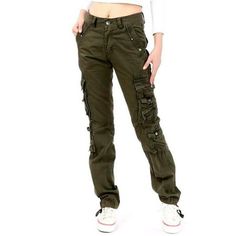 These PREMIUM Multi Cargo Pockets with more than enough space for your daily essentials comfortable and amazingly versatile. Size: S.  Color: Green.  Gender: female.  Age Group: adult. Style Salopette, Overalls Fashion, Cotton Cargo Pants, Autumn Sleeve, Women Cargos, Cargo Pants Women, Cargo Trousers, Pocket Pants, Outdoor Woman