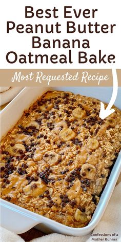 peanut butter banana oatmeal bake Peanut Butter Oatmeal Bake, Banana Oatmeal Bake, Ella Vegan, Peanut Butter Banana Oatmeal, Oatmeal Bake, Banana Baked Oatmeal, Banana Peanut Butter, Lost 100 Pounds, Peanut Butter Oatmeal