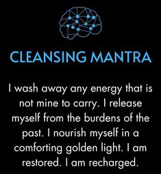 a black background with the words cleaning mantra in blue and white on top of it