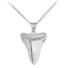 Sterling Silver Polsihed Shark Tooth Pendant Necklace Shark Tooth Pendant, Silver Shark, Tooth Pendant, White Gold Pendant Necklace, Shark Tooth Necklace, Tooth Necklace, Necklace For Girlfriend, Shark Tooth, Unisex Gifts