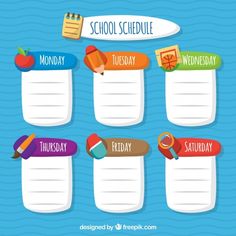 school schedule with different items on it