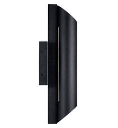 a black wall mounted light on the side of a white wall