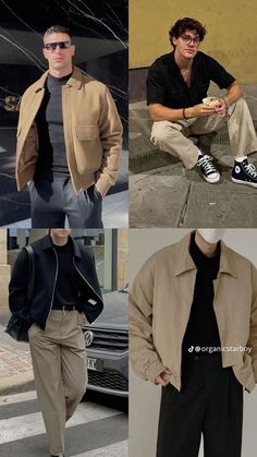 Black And Beige Outfit Men, Male Streetwear Outfits, Beige And Black Outfit, Cool Casual Outfits, Soft Boy Outfits, Guys Fashion Casual, Black Outfit Men, Mens Smart Casual Outfits, 21men