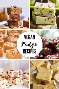 collage of vegan fudge desserts with text overlay