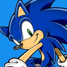 sonic the hedgehog is leaning on his arm