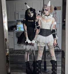 Doll Costume Ideas For Women, Clown Costume Accessories, Womens Scary Clown Costume, Halloween Costumes With Dark Hair, Icp Halloween Costume Ideas, Art The Clown Female Costume, Baphomet Costume Woman, Cute Scary Clown Costume, Circus Clown Halloween Costumes