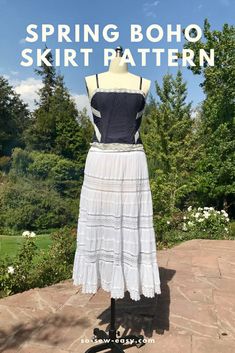 a dress on a mannequin with the words spring boho skirt pattern over it