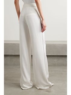 VERONICA BEARD Millicent crystal-embellished satin-crepe straight-leg pants | NET-A-PORTER