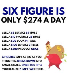 an advertisement for the six figure is only $ 247 a day sale, with a cartoon character