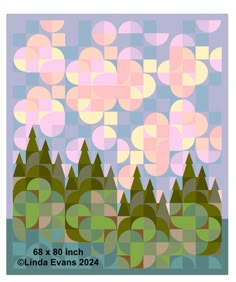 a poster with trees and clouds in the background