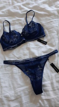 Blue Lingerie Aesthetic, Dark Blue Lingerie, Lounge Underware, Glamorous Clothes, Calvin Klein Outfits, Rich Girl Lifestyle, Black Femininity