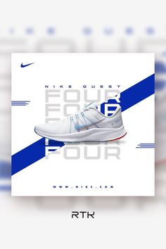 an advertisement for nike's new footwear line, featuring white and blue sneakers