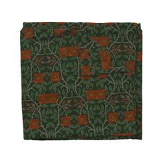 a green and orange floral print pocket square