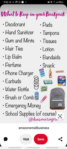 Middle School Essentials, School Emergency Kit, School Backpack Essentials, Middle School Survival, Middle School Life, Middle School Hacks, School Survival Kits, Back To School Checklist