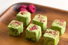 matcha truffles with pink and green sprinkles