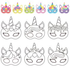 PRICES MAY VARY. 【Package Include】you will receive 24 pieces paper blank masks (in 6 different patterns) that measures about 22cm/8.7inch, and 24 elastic strings that measures about 30cm/12inch long for you wear the finish masks. 【6 Unicorn Mask Design】There are 6 different unicorn styles and each mask have clear lines allowing you to fill color in different areas more easily. The 6 different unicorn styles provide more coloring options to meet the preferences of different children. 【High-qualit Printable Halloween Masks, Kids Unicorn Party, Mask Craft, Diy Carnival, Unicorn Craft, Unicorn Mask, Rainbow Party Decorations, Unicorn Party Favors, Masks Crafts