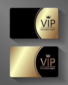 two gold and black business cards with the word,'vip member only '