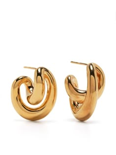 gold-tone gold vermeil plated sculpted hoop design polished finish post-back fastening for pierced ears These earrings come as a pair. Schiaparelli Earrings, Stylist Closet, Mika Schneider, Halo Bracelet, Colourful Earrings, Triple Band Ring, Saturn Earrings, Charlotte Chesnais, Jeweled Earrings