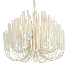 a chandelier made out of white sticks