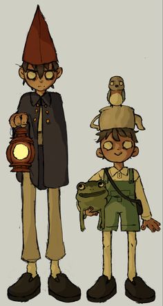 two people standing next to each other with one holding a lantern and the other wearing glasses