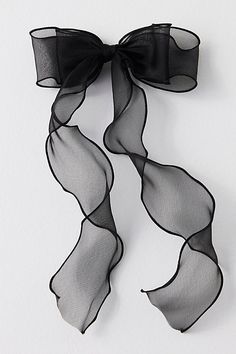 Forever femme and so chic, this classic hair bow is featured in a delicate, sheer fabrication with long flowing tails for the perfect dainty detail for any hairdo. | Lady Bow by Free People in Black Black Hair Bows, Bow Ponytail, Classic Hair, Free People Accessories, Head Accessories, Diy Hair Accessories, Black Bow, Silver Flowers, Pink Satin