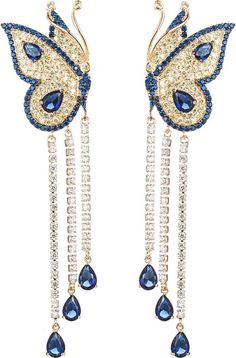 EYE CANDY LOS ANGELES The Luxe Collection Vanessa Butterfly Blue Cubic Zirconia Earrings | Nordstromrack Blue Cubic Zirconia Chandelier Earrings For Party, Vanessa Butterfly, Butterfly Blue, Jewelry Design Drawing, Art Nouveau Design, Butterfly Dress, Butterfly Jewelry, Cubic Zirconia Earrings, Zirconia Earrings