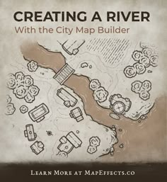 How to add a river to your settlement map using the City Map Builder Own Fantasy Map, Making Your Own Fantasy Map, Drawing Fantasy City Maps, Creating Fantasy Maps, Maps In Books, Fantasy Map Drawing River, Fanasty Map