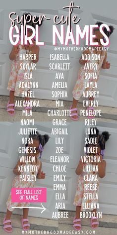 Cute girl names Names With Cute Nicknames, Best Girl Names, Meaningful Baby Names, Sweet Baby Names, Baby Girl Name