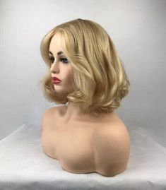 Natural Soft Medium Length Bob Hair Light Blonde Hair Blend Wigs Women Hair Light Blonde, Medium Length Bob, Medium Length Bobs, Wig Styling, Hair Light, Light Blonde Hair, Bob Hair, Light Blonde, Light Hair