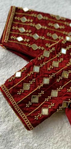 Embroidered Wedding Dresses, Embroidered Bookmarks, Aari Work Blouse Design, Magam Work Designs, Embroidered Ornaments, Embroidered Coasters, Mirror Work Blouse Design, Mirror Work Blouse, Latest Blouse Designs Pattern