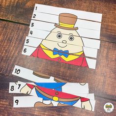 this is an image of printable cut outs for numbers 1 - 10 with pictures of cartoon characters