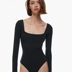 Square Neck Black Nwt Babaton Contour Longsleeve Size L Color: Black Aritzia Square Neck, Aritzia Bodysuit, Aritzia Contour, Contour Bodysuit, Maroon Bodysuit, Black Contour, Spaghetti Strap Bodysuit, Bustier Bodysuit, Green Bodysuit