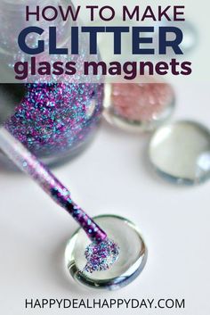 how to make glitter glass magnets