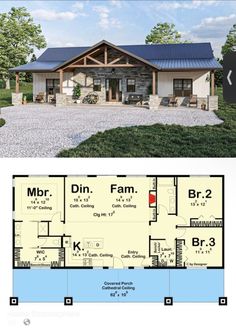 the floor plan for a small house with an attached garage and living room, as well as