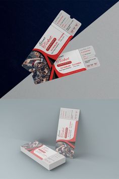 three different business cards on top of each other with the same color and design scheme