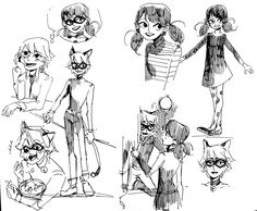 an image of some cartoon character sketches