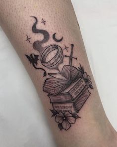 Reading Tattoo, Witchcraft Tattoos, Wiccan Tattoos, Fantasy Tattoos, Tattoos For Lovers, Ring Tattoos, Tattoo Design Book