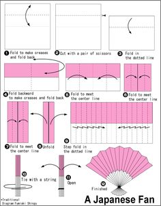 how to make an origami fan with pictures on the front and back side