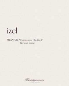 the cover of izel meaning unique one - of - a - kind turkish name