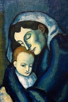 a painting of a woman holding a child