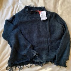 This Nwt Wooden Ships Sweater In Oliver Distressed Is Super Soft And A Great Addition To Any Fall Wardrobe. 76% Acrylic 12% Mohair 12% Wool Ethically Made In Bali Indonesia Color Navy Sfpf Long Sleeve Sweater With Frayed Hem For Fall, Fall Long Sleeve Sweater With Frayed Hem, Long Sleeve Sweater With Frayed Hem For Winter, Casual Fall Sweater With Frayed Hem, Casual Winter Tops With Frayed Hem, Nautical Sweater, Skull Sweater, Raglan Sweater, Star Sweater