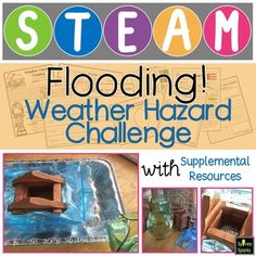 a book cover for steam flooding weather hazard challenge with pictures of items in plastic bags