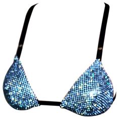 Dolce & Gabbana S/S 2000 Runway Crystal Metal Mesh Blue Bralette Bra Top Size IT 40 Excellent Condition 2000 Runway, Crystal Bra, Maddy Perez, Beaded Crop Top, Sequin Bra, Dolce And Gabbana Handbags, Black Corset Top, Blue Bra, Purple Leopard