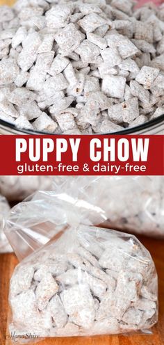 the puppy chow recipe is made with gluten free and dairy - free dog treats