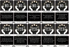 a poster with the words yes and no in different languages, all written on black paper