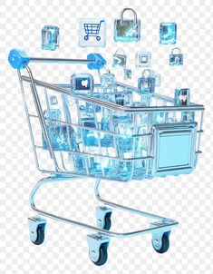 a shopping cart filled with lots of different items