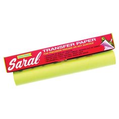 a tube of fluorescent yellow transferer paper on a white background with the words, transfer paper